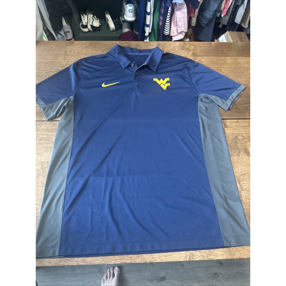 WEST VIRGINIA MOUNTAINEERS WVU NIKE DRI FIT POLO MENS XL NAVY BLUE